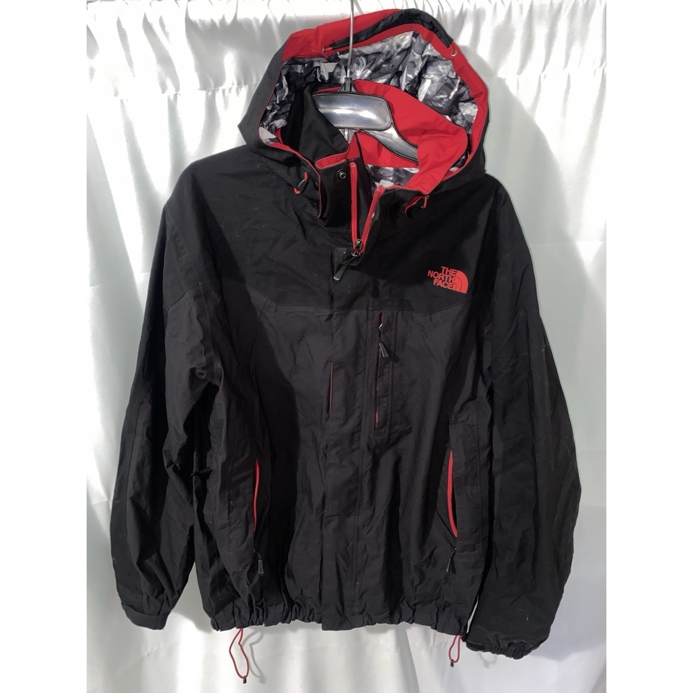 The North Face Full Zip Hooded Jacket Mens Large Black with Red
